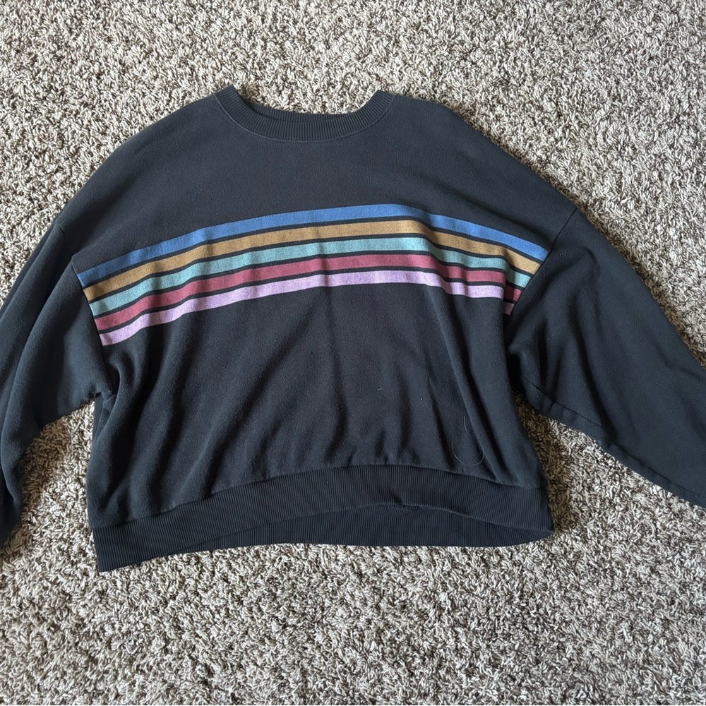 American Eagle Outfitters Black Sweater with Multicolor Stripes